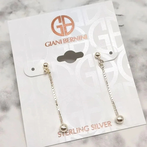 Giani Bernini Sterling Silver Box Chain Ball Drop Earrings NWT - Picture 1 of 2